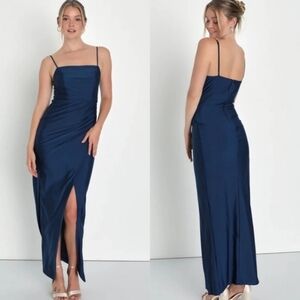 Lulus Breathtaking Moments Navy Blue Sleeveless Tulip Maxi Dress M Wedding Party